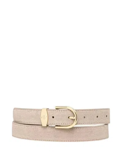 Armani Exchange Logo-detail Leather Belt In Neutral