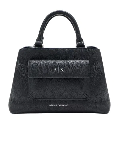 Armani Exchange Logo-detail Pocket Tote Bag In Black