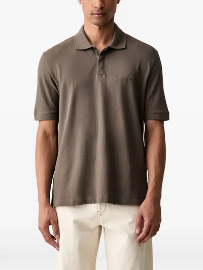 Armani Exchange Logo-detail Short-sleeved Polo Shirt In Brown