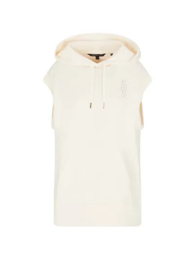Armani Exchange Logo-detail Sleeveless Hoodie In Neutral