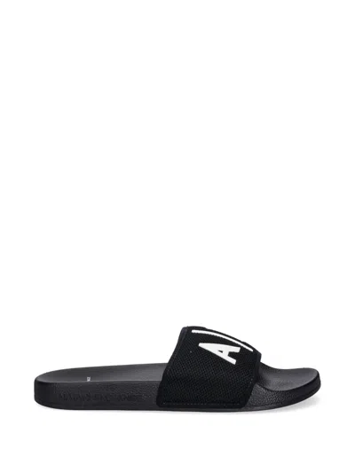 Armani Exchange Logo-detail Slides In Black