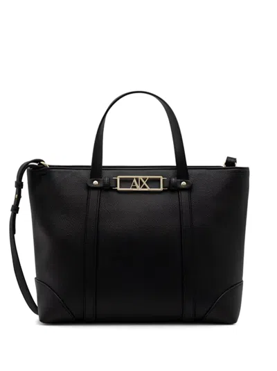 Armani Exchange Logo-detail Tote Bag In Black