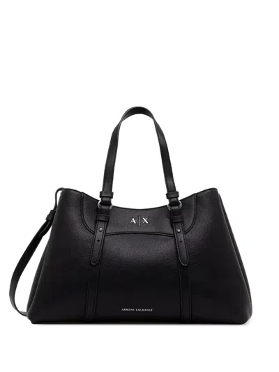 Armani Exchange Logo-detail Tote Bag In Black
