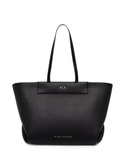 Armani Exchange Logo-detail Tote Bag In Black