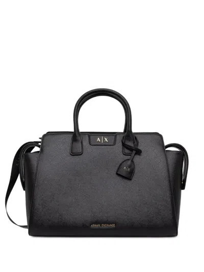Armani Exchange Logo-detail Tote Bag In Black
