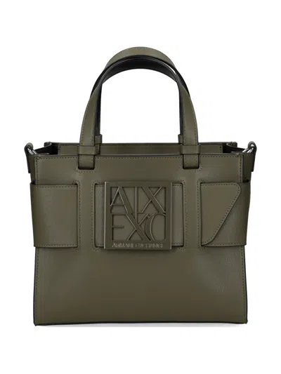 Armani Exchange Logo-detail Tote Bag In Green