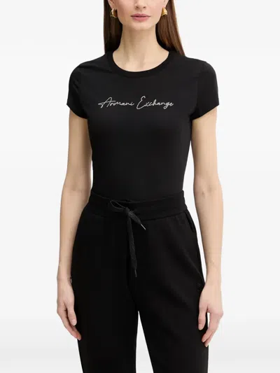 Armani Exchange Logo-detail T-shirt In Black