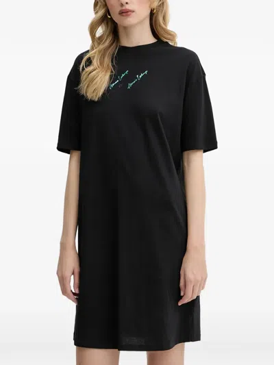 Armani Exchange Logo-detail T-shirt Mini Dress In Black