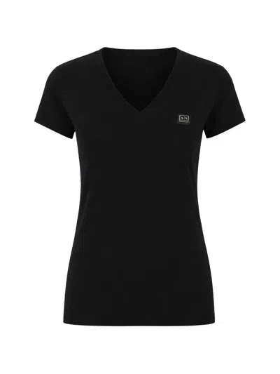 Armani Exchange Logo-detail V-neck T-shirt In Black