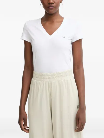 Armani Exchange Logo-detail V-neck T-shirt In White