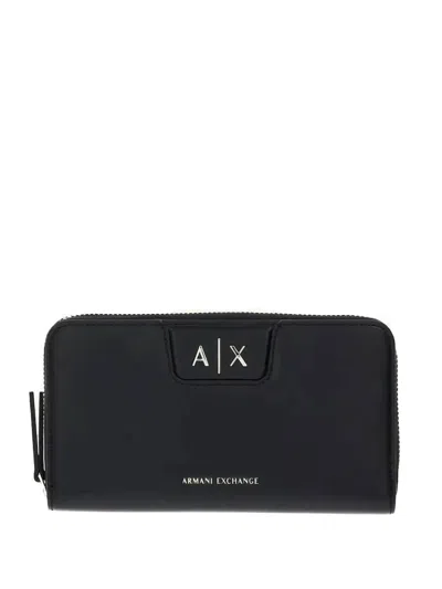 Armani Exchange Logo-detail Wallet In Black