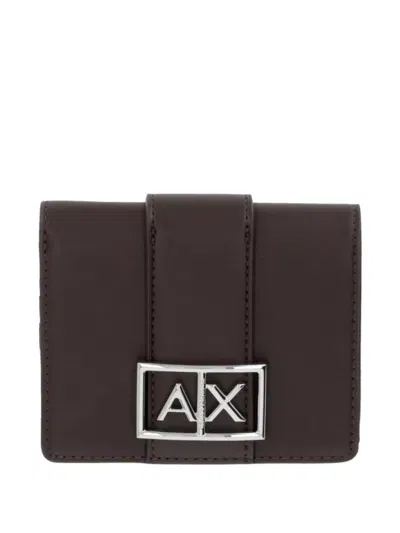 Armani Exchange Logo-detail Wallet In Brown