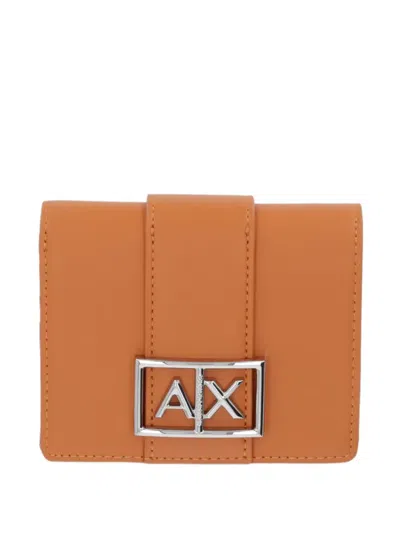 Armani Exchange Logo-detail Wallet In Orange