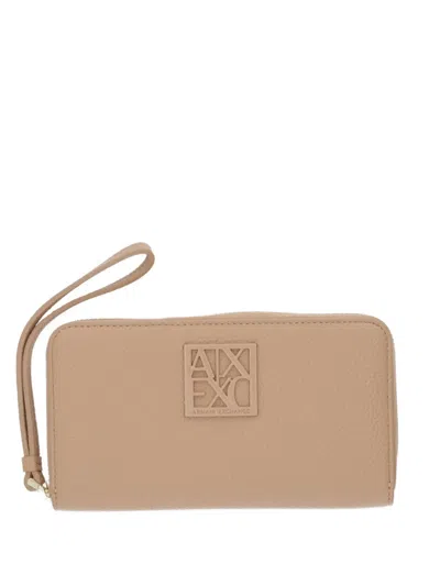 Armani Exchange Logo-detail Zip-fastening Wallet In Brown