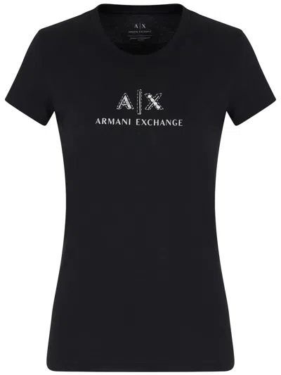 Armani Exchange Logo-embellished T-shirt In Black