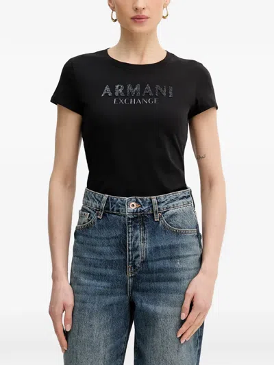 Armani Exchange Logo-embellished T-shirt In Black