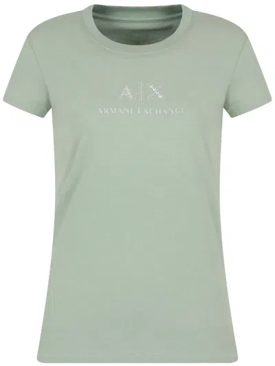 Armani Exchange Logo-embellished T-shirt In Green