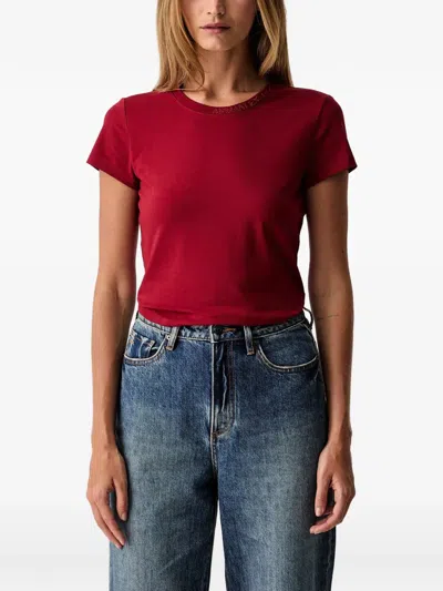Armani Exchange Logo-embellished T-shirt In Red