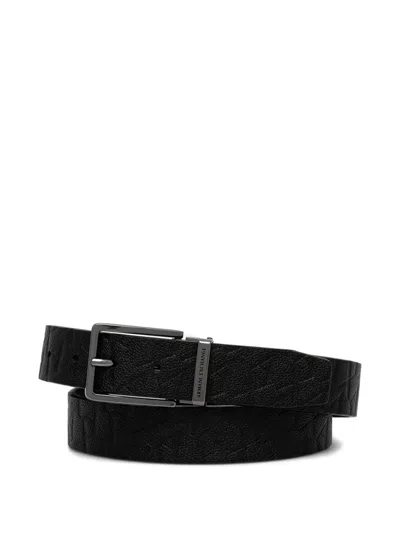 Armani Exchange Logo-embossed Belt In Black