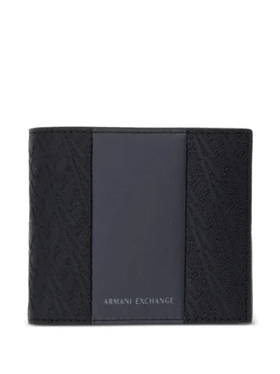 Armani Exchange Logo-embossed Bifold Wallet In Black