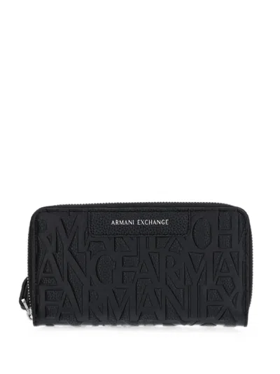 Armani Exchange Logo-embossed Continental Wallet In Red