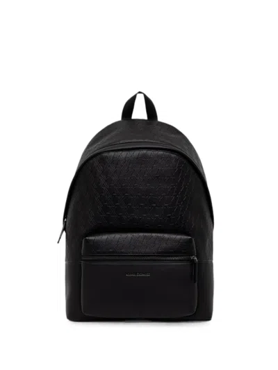 Armani Exchange Logo-embossed Front-zip Backpack In Black