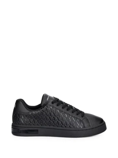 Armani Exchange Logo-embossed Lace-up Sneakers In Black