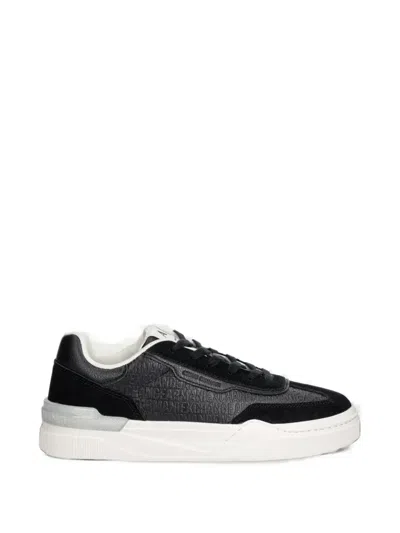 Armani Exchange Logo-embossed Panelled Sneakers In Black