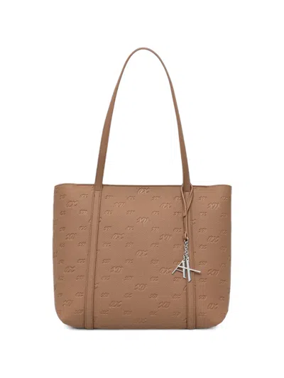 Armani Exchange Logo-embossed Pebbled-effect Tote Bag In Red
