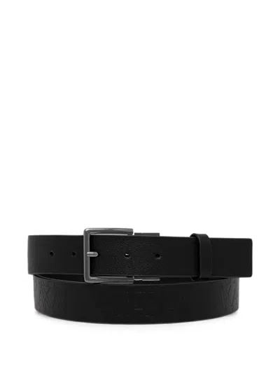 Armani Exchange Logo-embossed Reversible Belt In Black