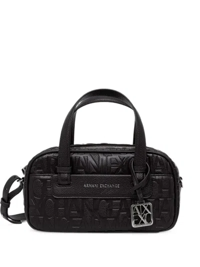 Armani Exchange Logo-embossed Shoulder Bag In Black