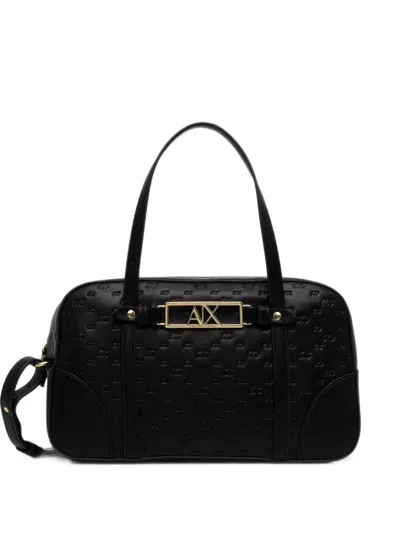 Armani Exchange Medium Polly Logo-embossed Shoulder Bag In Black