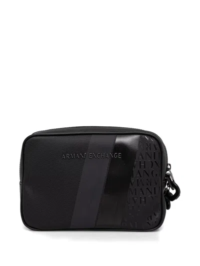 Armani Exchange Logo-embossed Toiletry Bag In Black