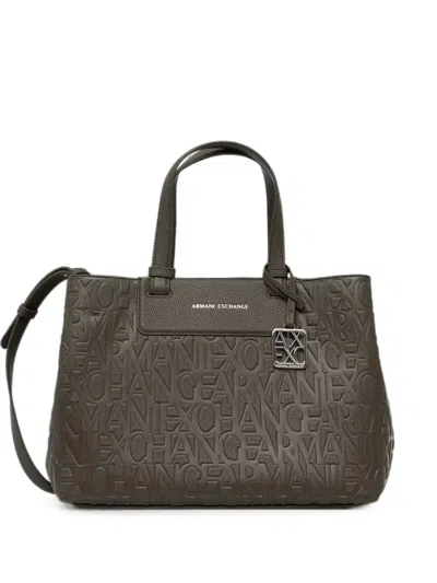 Armani Exchange Logo-embossed Tote Bag In Brown