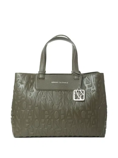 Armani Exchange Logo-embossed Tote Bag In Green