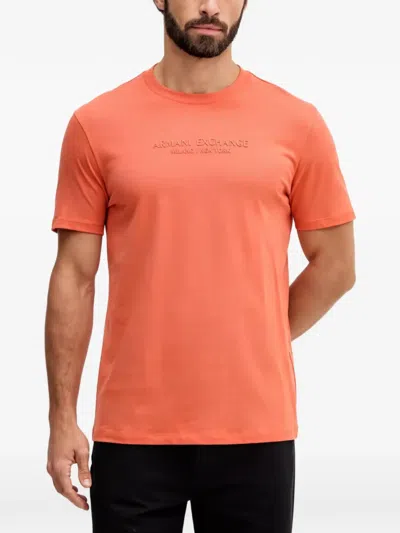 Armani Exchange Logo-embossed T-shirt In Orange