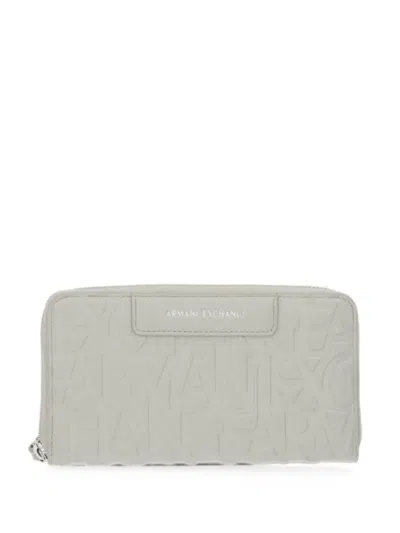 Armani Exchange Logo-embossed Zip-around Wallet In Gray