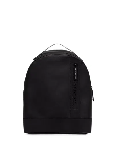 Armani Exchange Logo-embossed Zip-fastening Backpack In Black