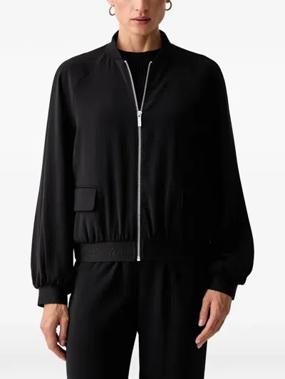 Armani Exchange Logo-embroidered Bomber Jacket In Black