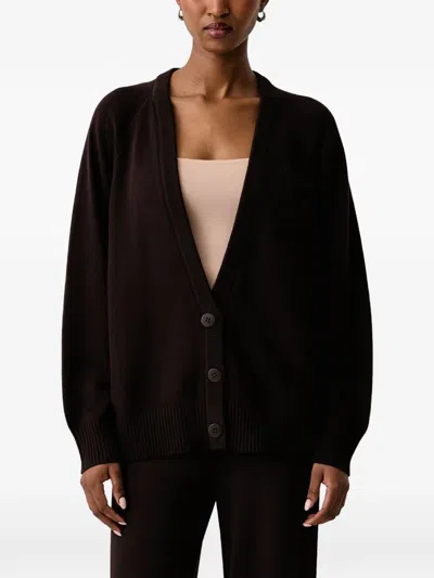 Armani Exchange Logo-embroidered Cardigan In Brown