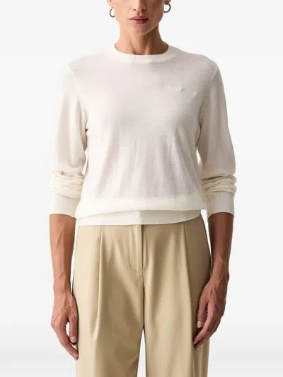 Armani Exchange Logo-embroidered Crew-neck Sweater In White