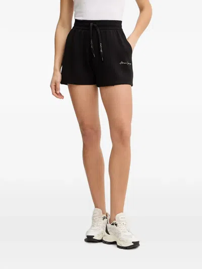 Armani Exchange Logo-embroidered Drawstring Shorts In Black