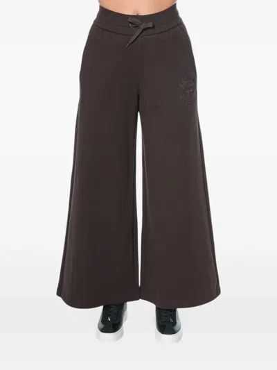 Armani Exchange Logo-embroidered Drawstring Trousers In Brown