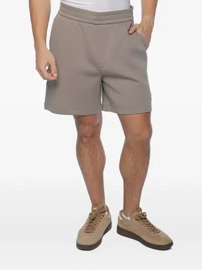 Armani Exchange Logo-embroidered Elasticated-waist Shorts In Brown