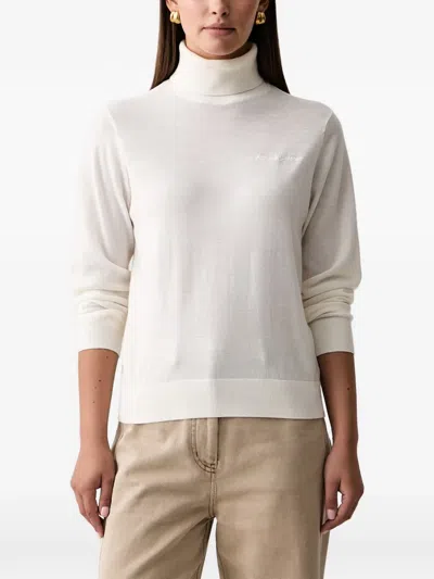 Armani Exchange Logo-embroidered Roll-neck Sweater In White