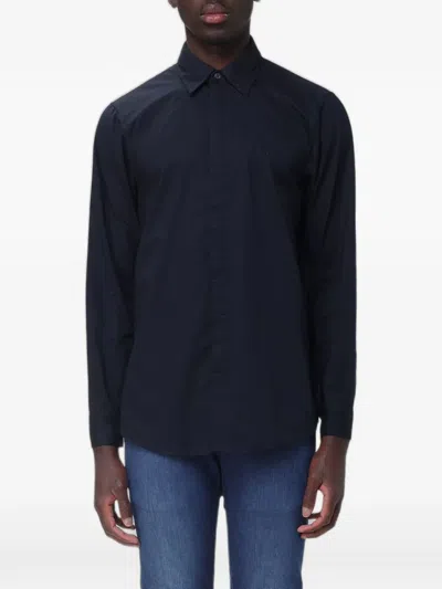 Armani Exchange Logo-embroidered Shirt In Blue