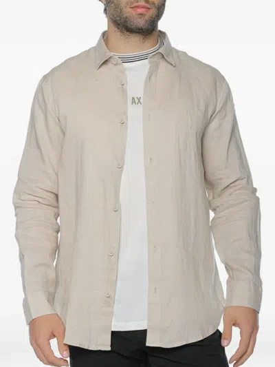 Armani Exchange Logo-embroidered Shirt In Neutral