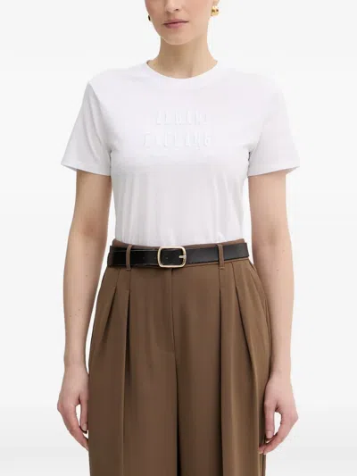 Armani Exchange Logo-embroidered Short-sleeve T-shirt In White