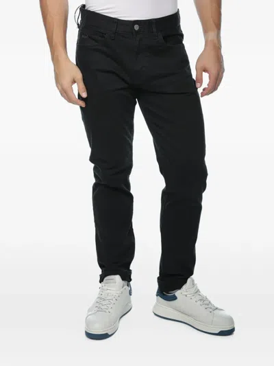 Armani Exchange Logo-embroidered Slim-fit Jeans In Black