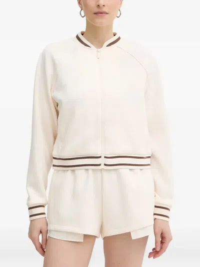 Armani Exchange Logo-embroidered Striped-trim Jacket In White